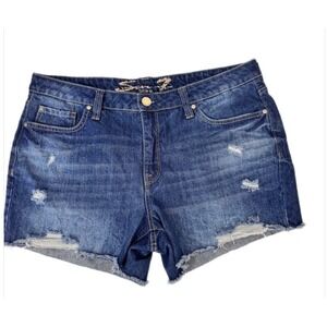 Seven7 Weekend Short Women 14 Gloss Blue Distressed Cutoff Denim Shorts